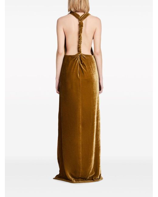 Proenza Schouler Natural Faye Twisted Velvet Gown