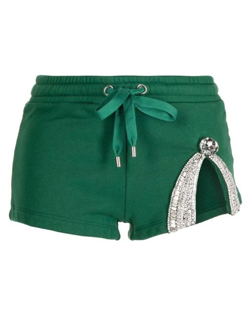 Area Crystalembellished Short Shorts in Green Lyst UK