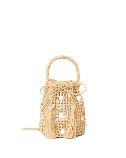 Alanui Metallic Precious Moments Raffia Tassel-Detail Bucket Bag