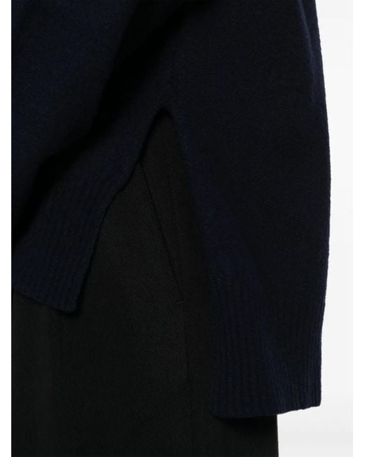 Jil Sander Blue Side-Slits Wool Jumper for men