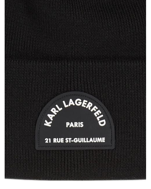 Karl Lagerfeld Black Rue St. Guillaume Beanie