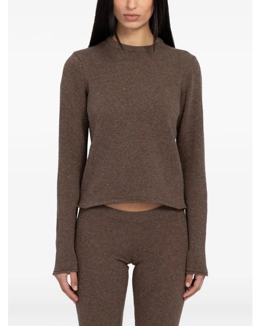 GIMAGUAS Brown Cometa Ribbed-Knit Sweater