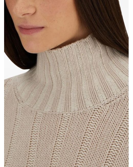 Herno White High-Neck Ribbed Sweater
