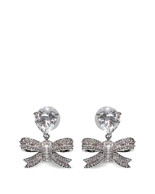 Self-Portrait White Heart-Shaped Earrings