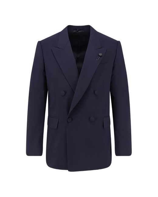 Lardini Blue Double-Breasted Tuxedo Blazer for men