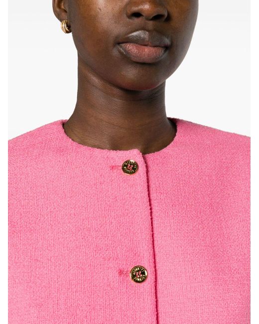 Moschino Pink Short-sleeve Cropped Tweed Jacket