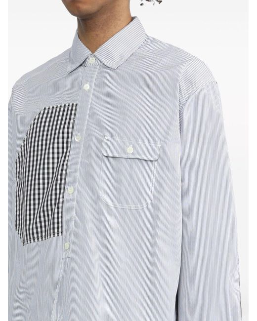 Chemise en coton à empiècements contrastants Junya Watanabe pour homme en coloris Gray