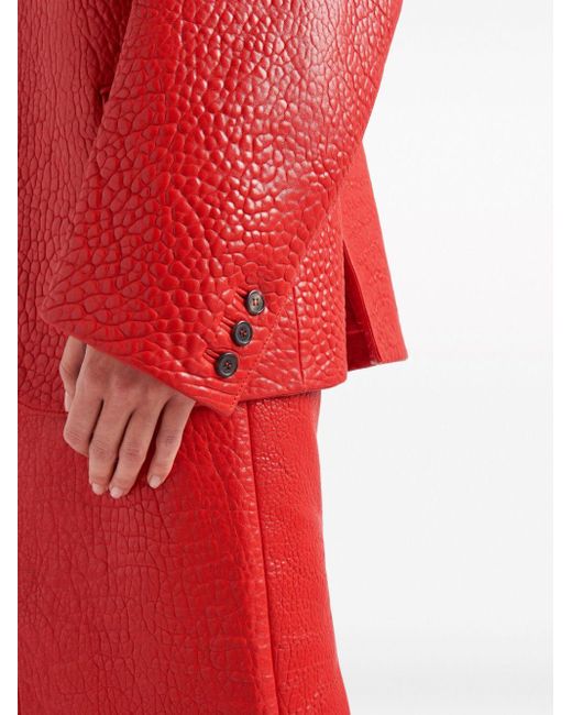 Prada Red Single-breasted Leather Jacket