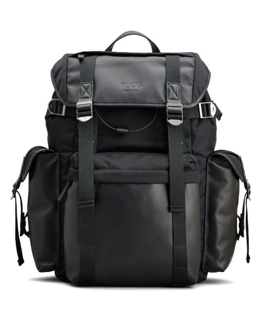 Tod's Black Debossed-logo Leather Backpack for men