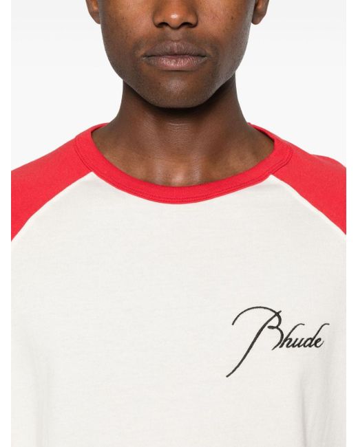 Rhude Logo-embroidered Colour-block T-shirt for men