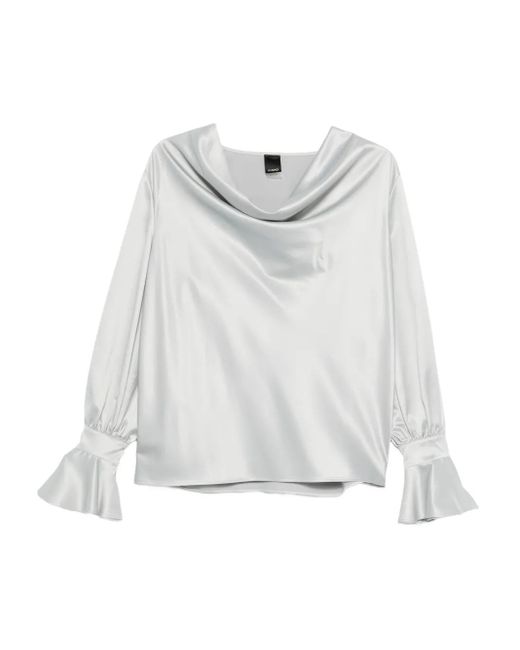 Pinko White Filipa Blouse With Cowl Neck