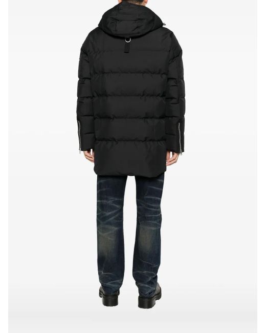 Moose Knuckles Black Hooded Zip-Fastening Coat for men