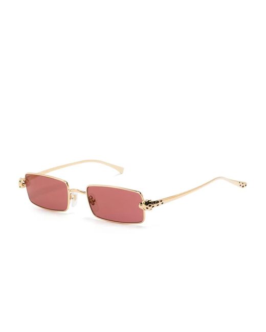 Cartier Pink Rectangle-Frame Sunglasses