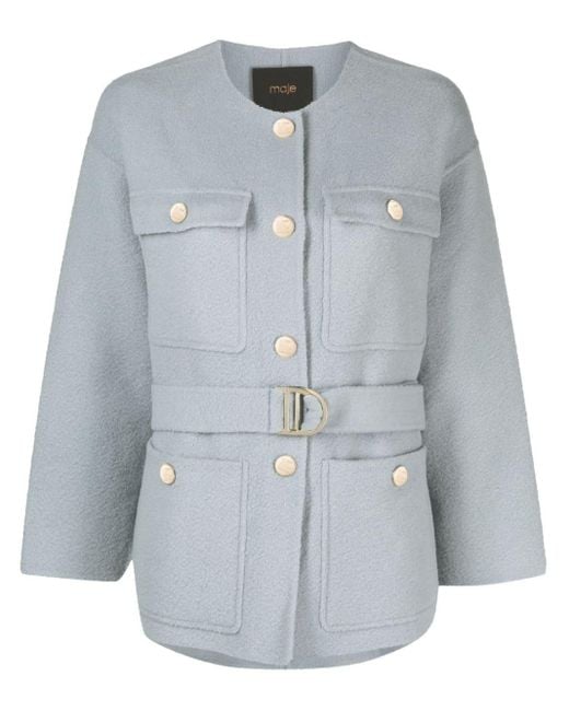 Belted brushed-effect jacket di Maje in Blue