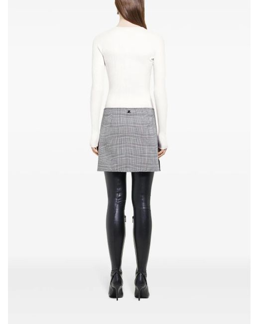 Courreges Gray Oblique Prince Of Wales Mini Skirt