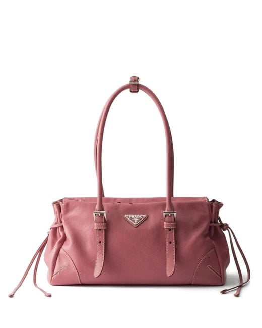 Prada Purple Bonnie Medium Antiqued Leather Tote Bag