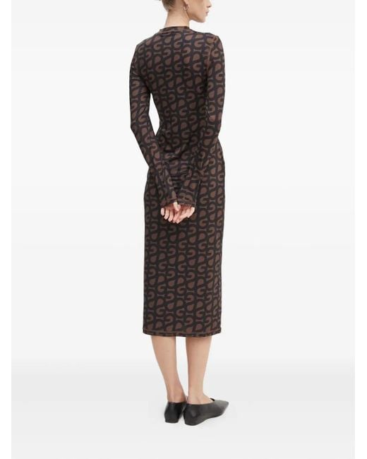 Stine Goya Black Long-Sleeved Midi Dress