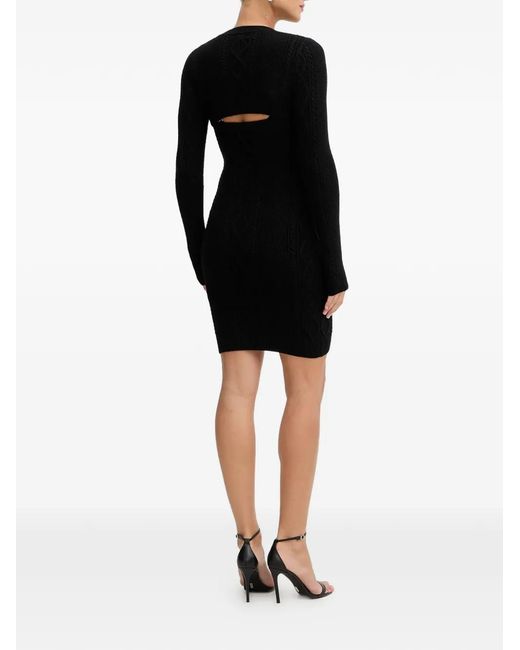 Guess Black Button Cable Knit Mini Dress