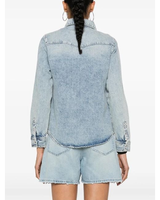 FRAME Blue Denim Long-sleeve Shirt - Women's - Recycled Cotton/cotton
