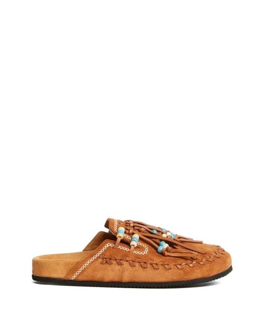 Alanui Brown Round-Toe Beaded Mules for men