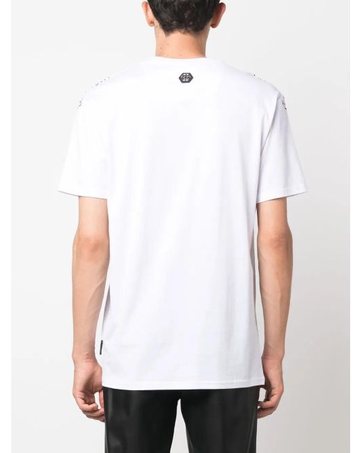 Philipp Plein White Ss Hexagon Round-Neck T-Shirt for men