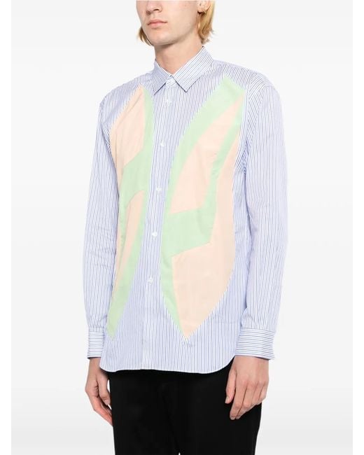 Comme des Garçons White Striped Patchwork Shirt for men