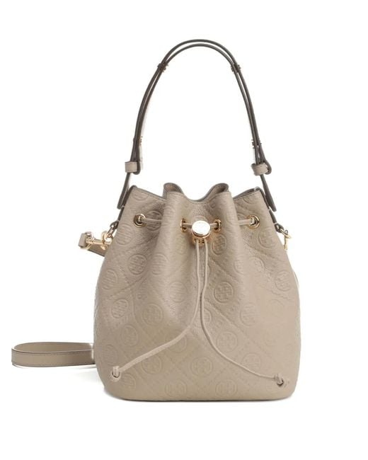 Tory Burch Natural Embossed-Logo Tote Bag