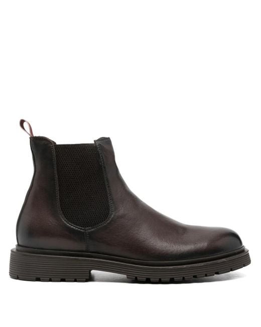 STURLINI FIRENZE Black Elasticated-Panel Leather Boots for men