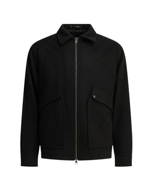 Tagliatore Black Adams Zip-Up Patch-Pocket Jacket for men