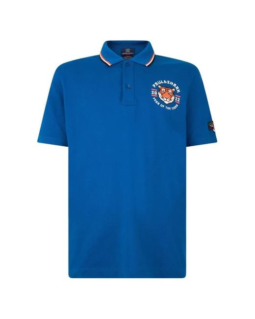 Paul & Shark Blue Embroidered-Logo Short-Sleeve Polo Shirt for men