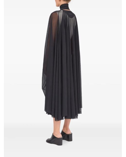 MM6 by Maison Martin Margiela Black Semi-transparentes Maxikleid