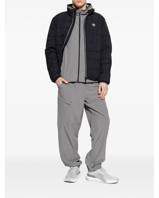 EA7 Blue Logo-Patch Quilted Jacket for men