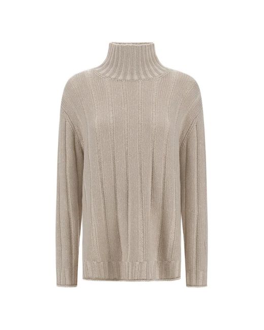 Herno White High-Neck Ribbed Sweater
