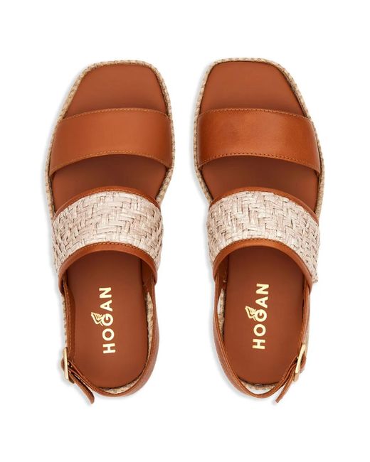 Hogan Brown Gewebte Sandalen