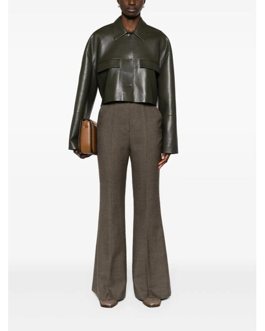 Nanushka Gray High-Rise Flared Trousers
