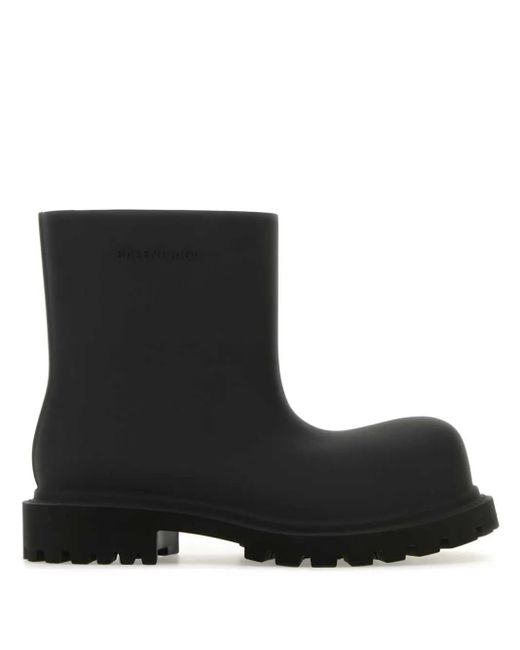 メンズ Balenciaga Steroid ロゴエンボス アンクルブーツ Black