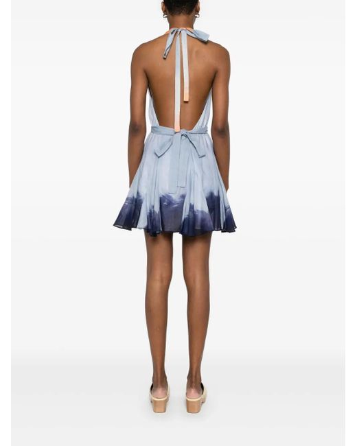 Maje Blue Tie-Dye Mini Dress
