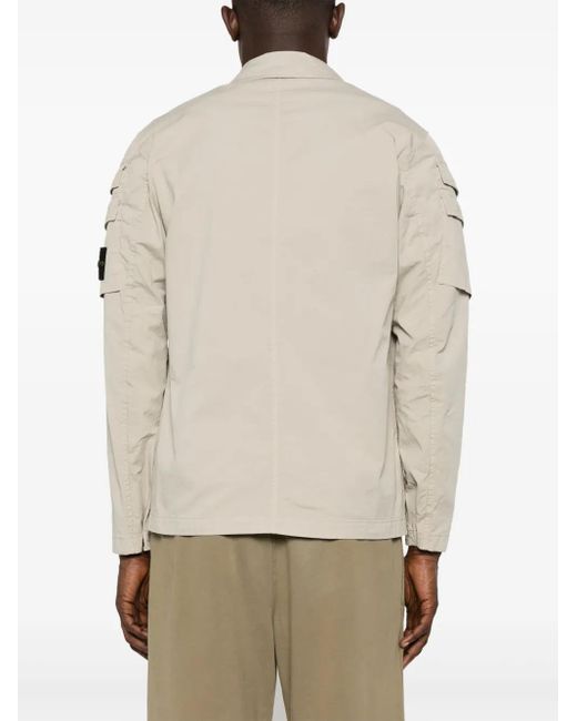 Stone Island Natural Compass-Patch Zip-Up Shirt Jacket for men