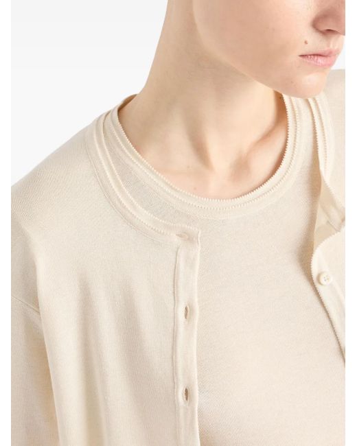 Maglione A Maniche Corte di Prada in Natural