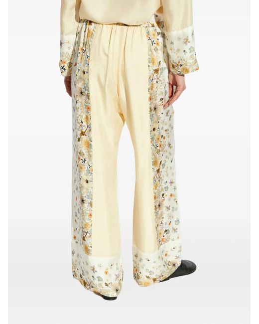 Munthe Metallic Fabert Floral-Print Drawstring Trousers