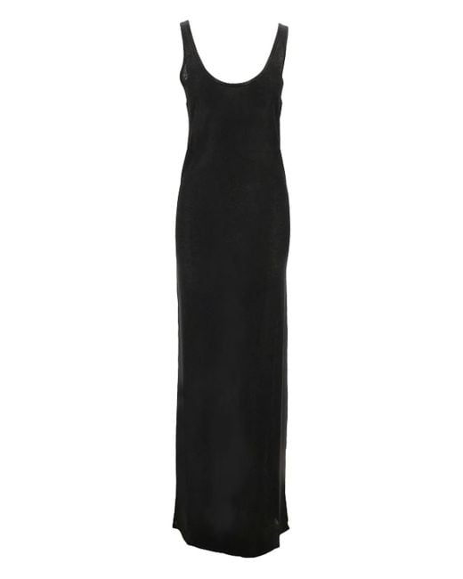 Saint Laurent Maxi-Jurk Met Diepe Hals in het Black