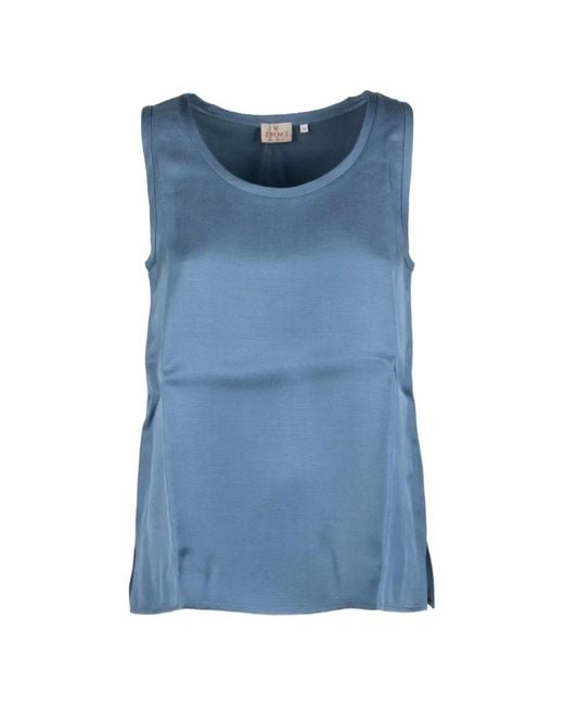 Marella Blue Satin-Finish Sleeveless Top