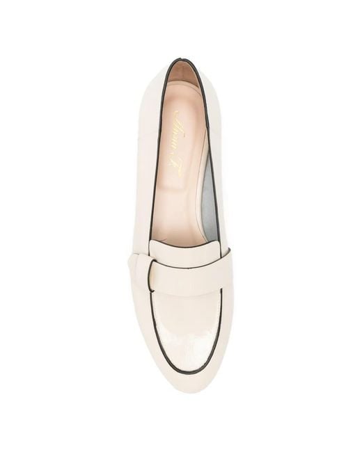 Anna F. Natural Patent-Finish Almond-Toe Loafers