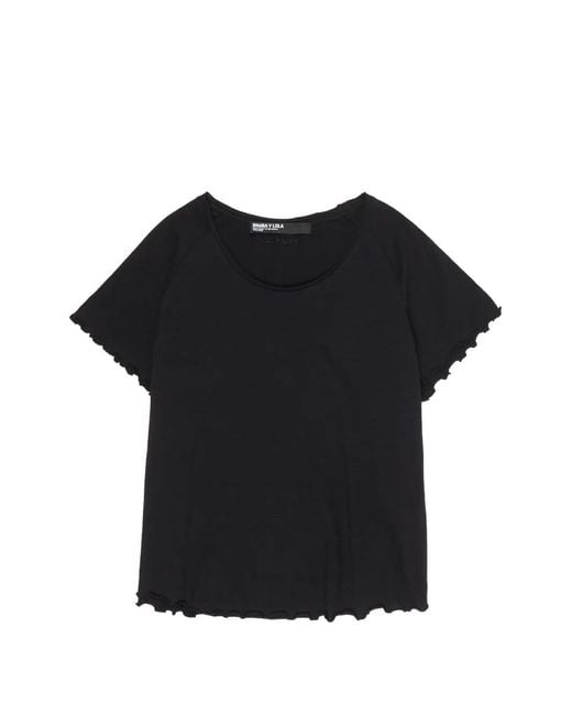 Bimba Y Lola Black Rolled-Trim T-Shirt