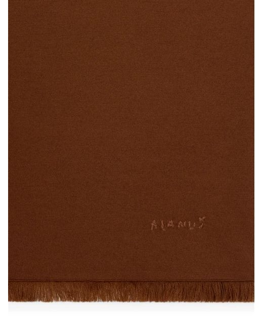 Alanui Brown Fringed Logo-Embroidered T-Shirt for men
