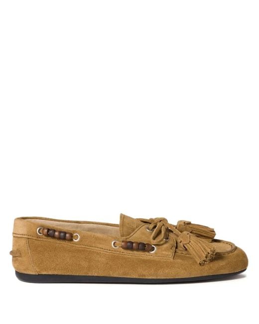 Miu Miu Brown Suede Tassel Loafers
