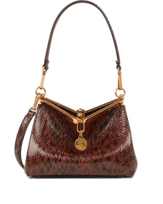 Etro Brown Small Vela Elaphe-Leather Shoulder Bag