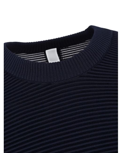 CFCL Blue Fine-Ribbed Crew-Neck T-Shirt for men