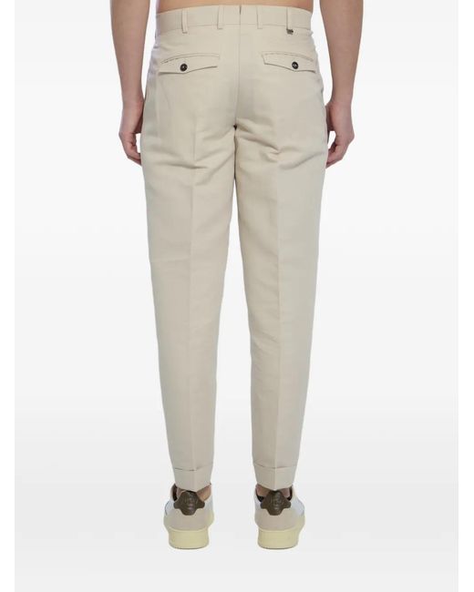 PT Torino Natural Pleated Cuffed Trousers for men