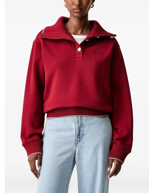 Guess Logo-Embroidered Ribbed-Trim Hoodie